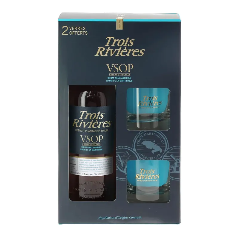 Trois Rivieres VSOP + 2 Glasses 0,7L